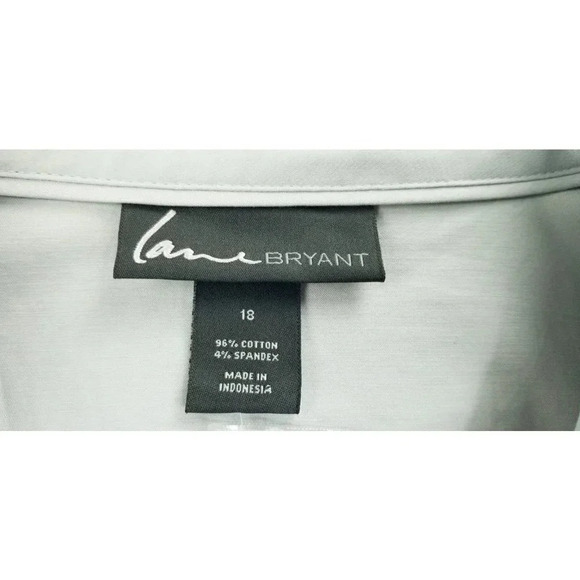 Lane Bryant Size 18 Women's Gray V Neck Long Sleeve Button Up Shirt NWT - Picture 4 of 10